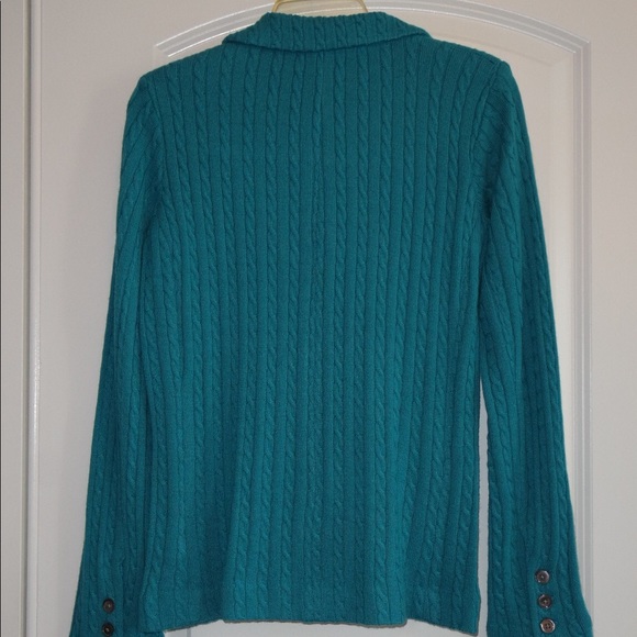 Dialogue Cardigan Sweater- Turquoise Small - Picture 5 of 5